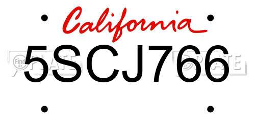 5SCJ766 California License Plate