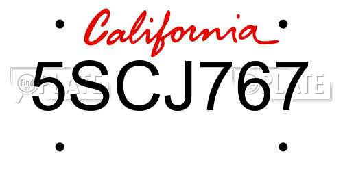 5SCJ767 California License Plate