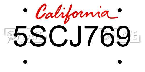 5SCJ769 California License Plate