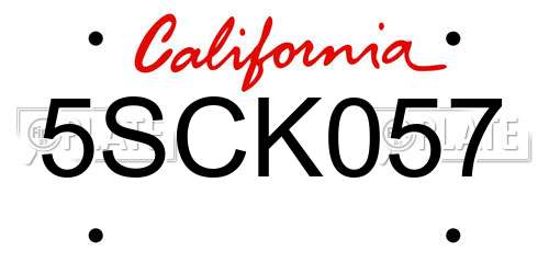 5SCK057 California License Plate