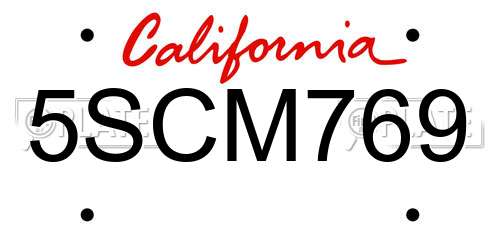 5SCM769 California License Plate