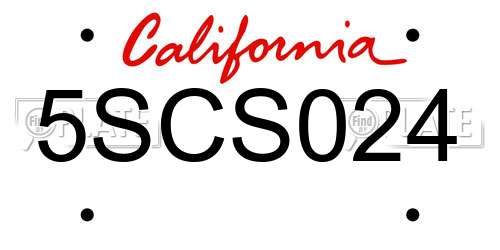 5SCS024 California License Plate