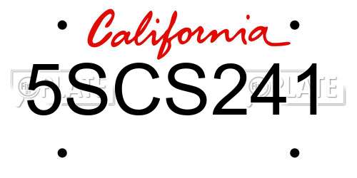 5SCS241 California License Plate