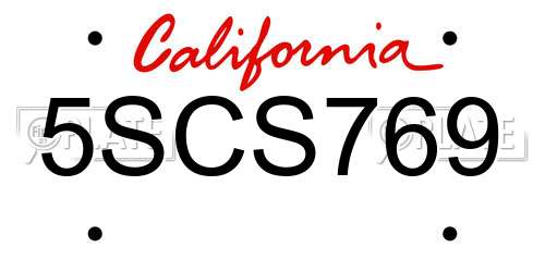 5SCS769 California License Plate
