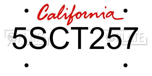 5SCT257 California License Plate