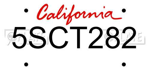 5SCT282 California License Plate