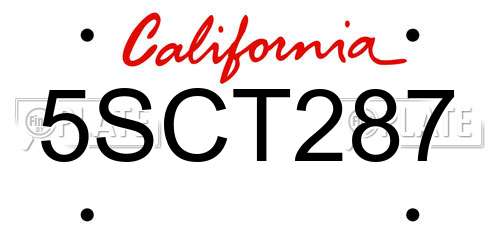 5SCT287 California License Plate