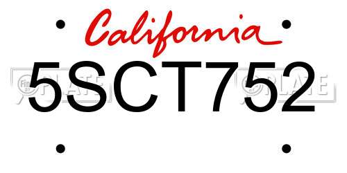 5SCT752 California License Plate