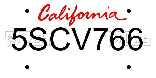 5SCV766 California License Plate