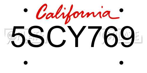 5SCY769 California License Plate