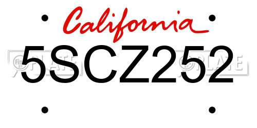 5SCZ252 California License Plate