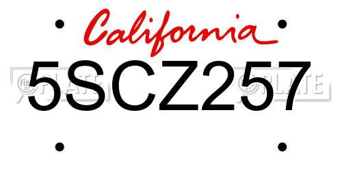 5SCZ257 California License Plate