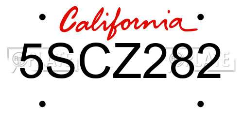 5SCZ282 California License Plate