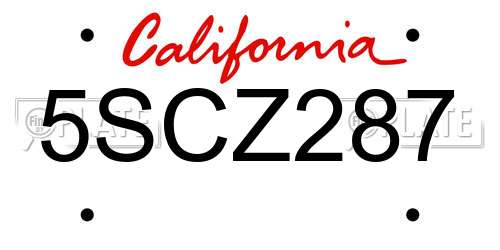 5SCZ287 California License Plate