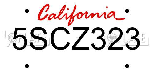 5SCZ323 California License Plate