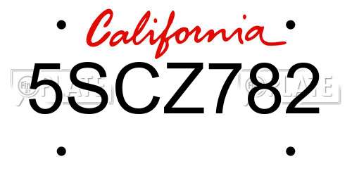 5SCZ782 California License Plate
