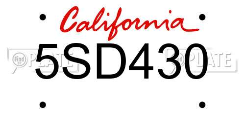 5SD430 California License Plate