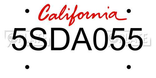 5SDA055 California License Plate