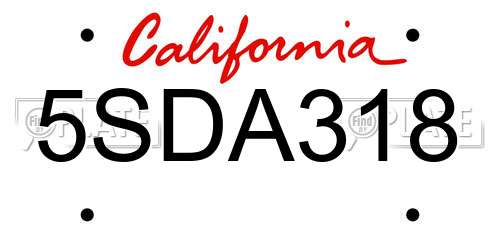5SDA318 California License Plate