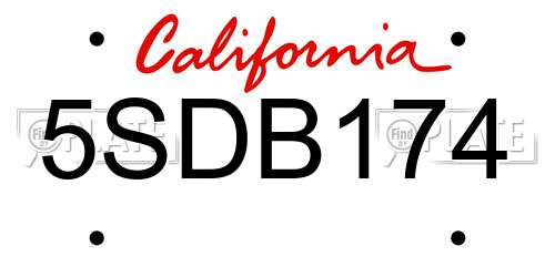 5SDB174 California License Plate