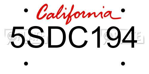 5SDC194 California License Plate