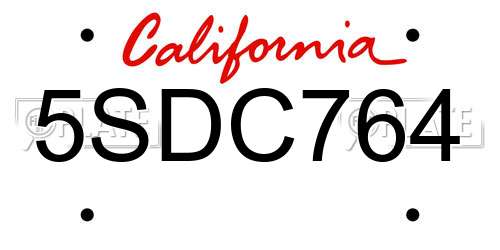 5SDC764 California License Plate