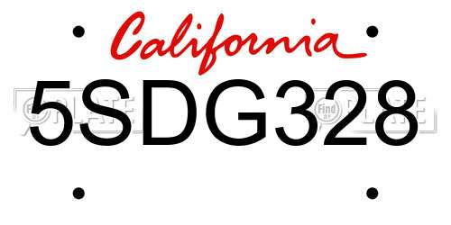 5SDG328 California License Plate