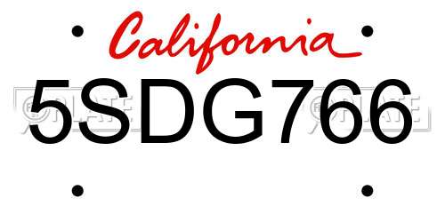 5SDG766 California License Plate