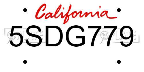 5SDG779 California License Plate