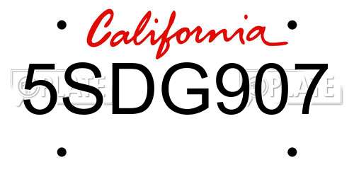 5SDG907 California License Plate