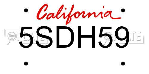 5SDH59 California License Plate
