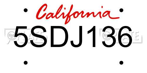 5SDJ136 California License Plate