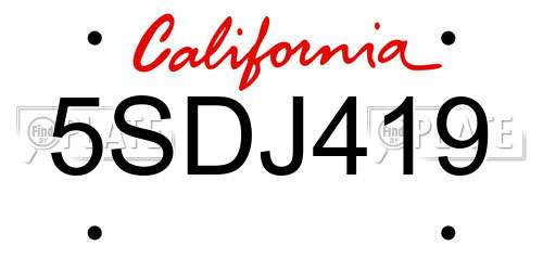 5SDJ419 California License Plate