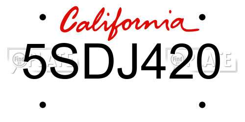 5SDJ420 California License Plate