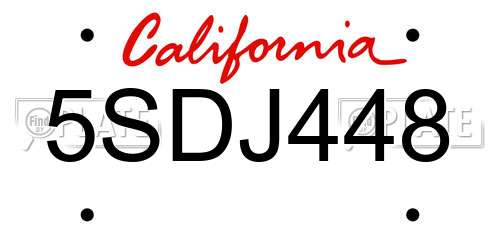 5SDJ448 California License Plate