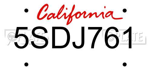 5SDJ761 California License Plate