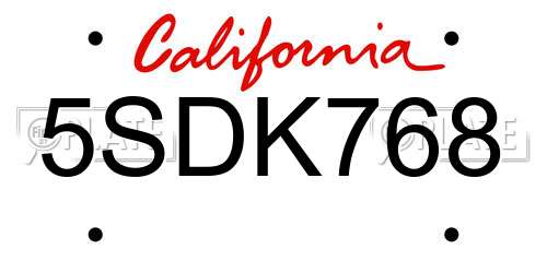 5SDK768 California License Plate