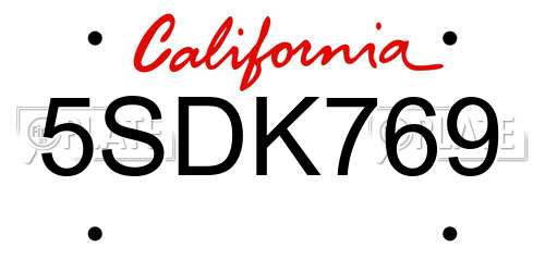 5SDK769 California License Plate