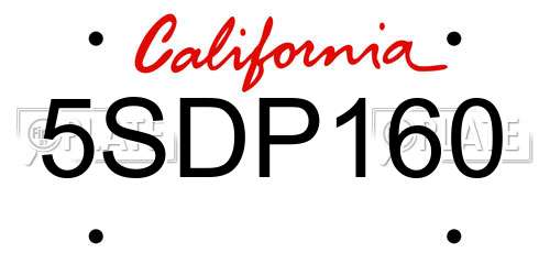 5SDP160 California License Plate
