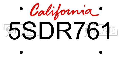 5SDR761 California License Plate
