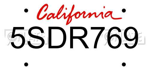 5SDR769 California License Plate