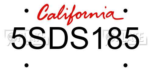 5SDS185 California License Plate