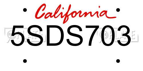 5SDS703 California License Plate