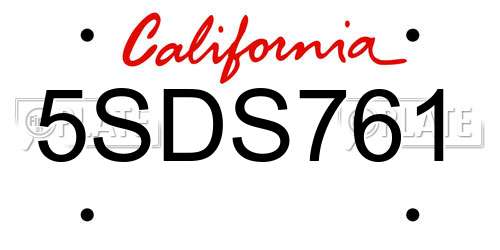 5SDS761 California License Plate