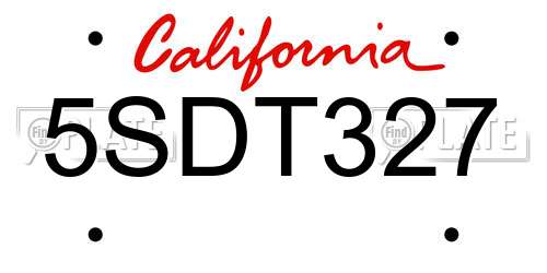 5SDT327 California License Plate