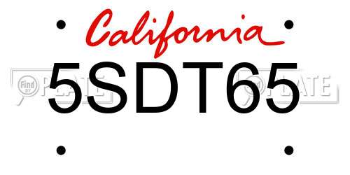 5SDT65 California License Plate