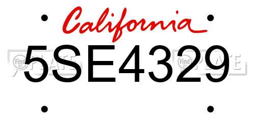 5SE4329 California License Plate