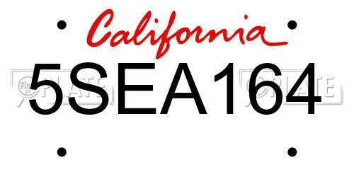 5SEA164 California License Plate