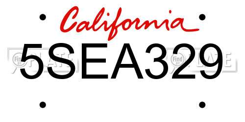 5SEA329 California License Plate