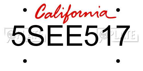 5SEE517 California License Plate